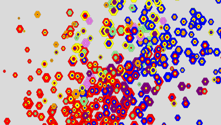Farbige Hexagone auf grauem Hintergrund