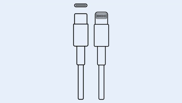 Icon eines Kabels mit verschiedenen Enden./Icon of a cable with different ends.