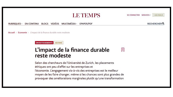 Screenshot vom Anfang des Artikels in Le Temps