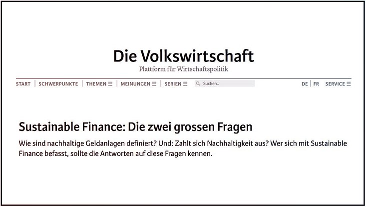 Ausschnitt von der Website des Wirtschaftsmagazins Die Volkswirtschaft