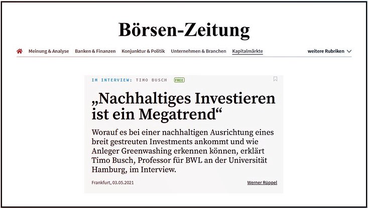 Ausschnitt von der Website der Börsen-Zeitung