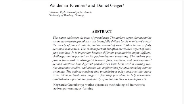 Granularity Matters! Towards a Methodological Framework for Understanding Routine Dynamics