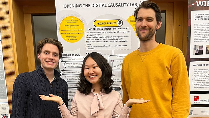 Einige Projektbeteiligte (v. links n. rechts: Max Bauer, Gangli Tan, Philipp Bach)