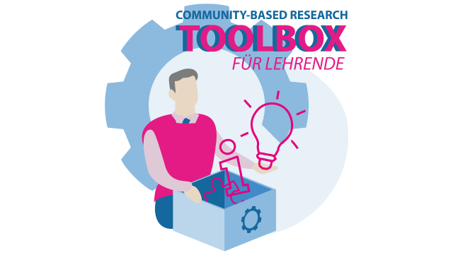 toolbox Illustration mit Person und Glühbirne