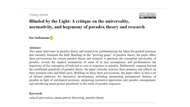 Blinded by the Light: A critique on the universality, normativity, and hegemony of paradox theory and research