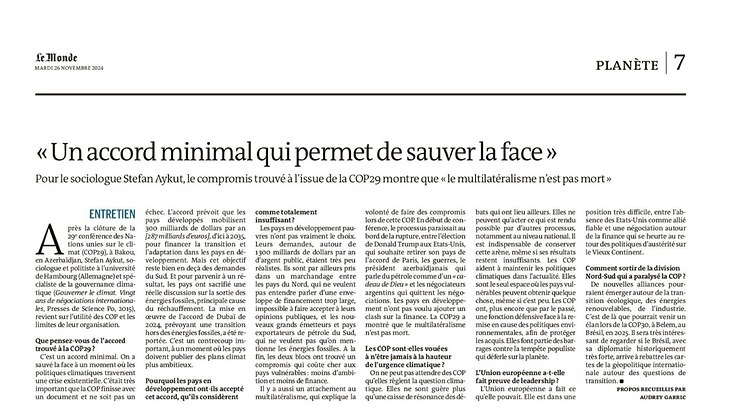 Bild vom Artikel in der Le Monde, Text wie der Artikel selber