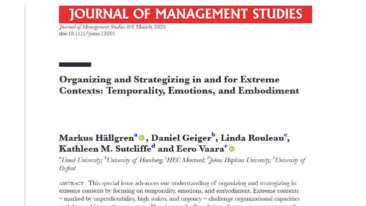 Organizing and Strategizing in and for Extreme Contexts: Temporality, Emotions, and Embodiment