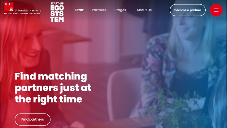 Homepage Standbild Ecoystem rot und blau