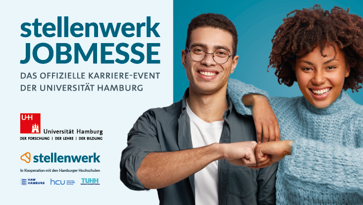 Werbebild für Jobmesse mit jungem Mann und junger Frau