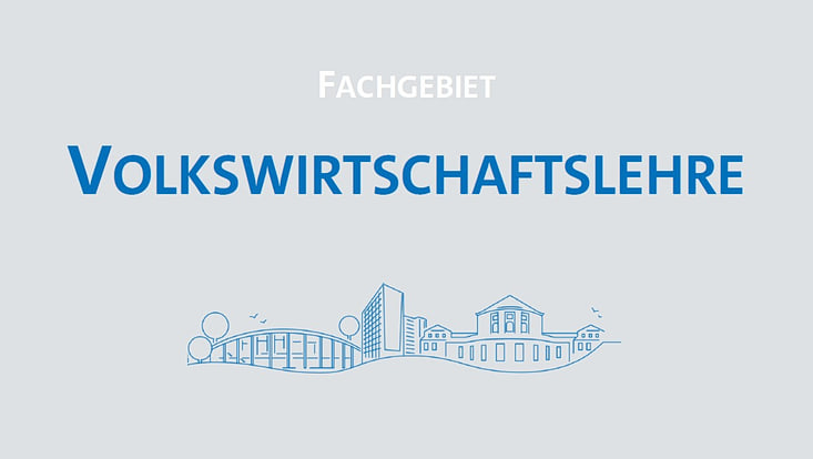 Wortbildmarke Volkswirtschaftslehre mit Gebäudeskyline der UH