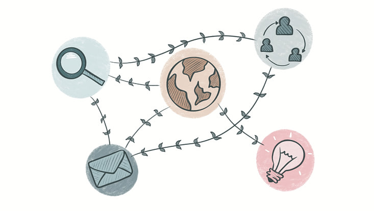 Illustration eines Netzwerks mit verschieden Symbolen