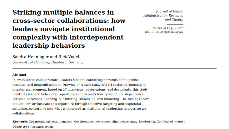 Publikation Cross Sector Collaboration