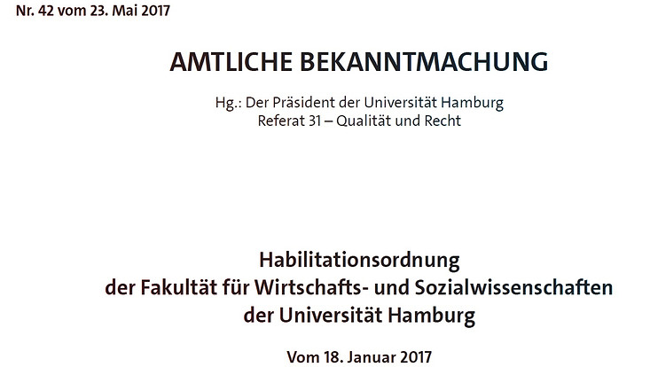 Habilitationsordnung der Fakultät für Wirtschafts- und Sozialwissenschaften