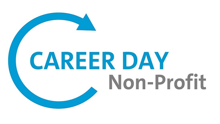 Schriftzug "Career Day" in blau, Schriftzug "Non-Profit" in grau leicht versetzt darunter