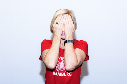 Palming Eye relaxation exercise Palming—A person covers their face with both hands.