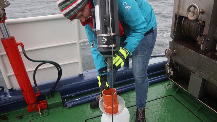 Dr Luisa Listmann on board a research ship