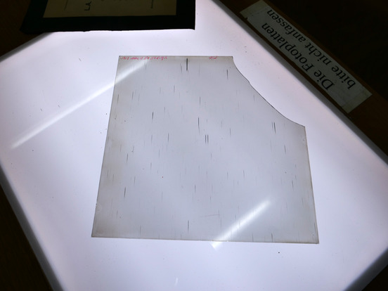 The photographic plate from 1913 on the light table
