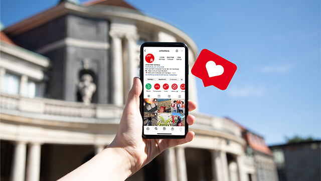 Handy mit Instagram-Account der Uni Hamburg