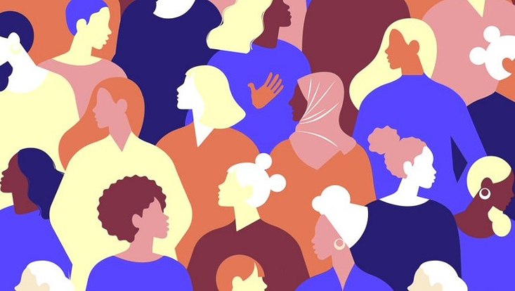 Gemaltes Bild mit weiblichen Köpfen