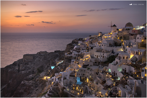 The Greek archipelago of Santorini is known for its picturesque white houses.
