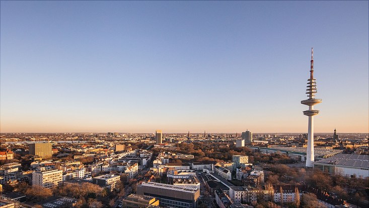Hamburg Skyline und Campus von oben