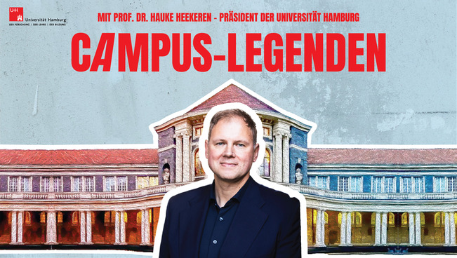 Keyvisual des Podcasts Campus-Legenden mit Prof. Dr. Hauke Heekeren