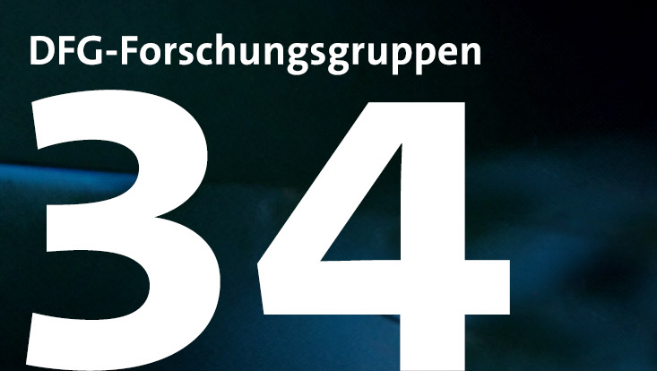 Große Ziffer 34 und der Text "DFG-Forschungsgruppen"