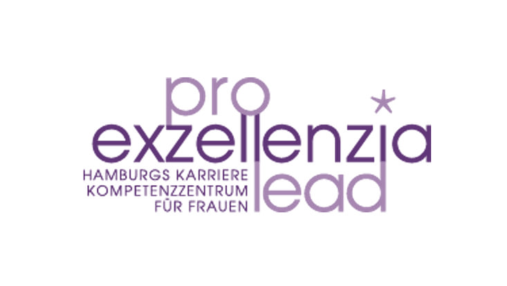 Logo von Pro Exzellenzia Lead mit zusätzlichem Text: Hamburgs Karriere Kompetenzzentrum für Frauen