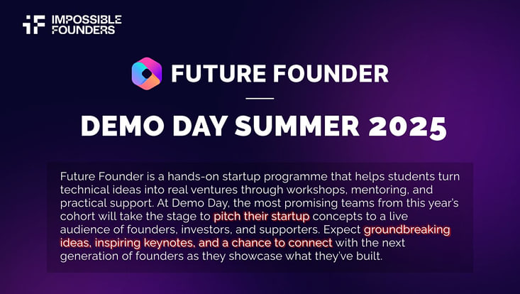 Infobanner Future Founder Demo Day im Juli 2025
