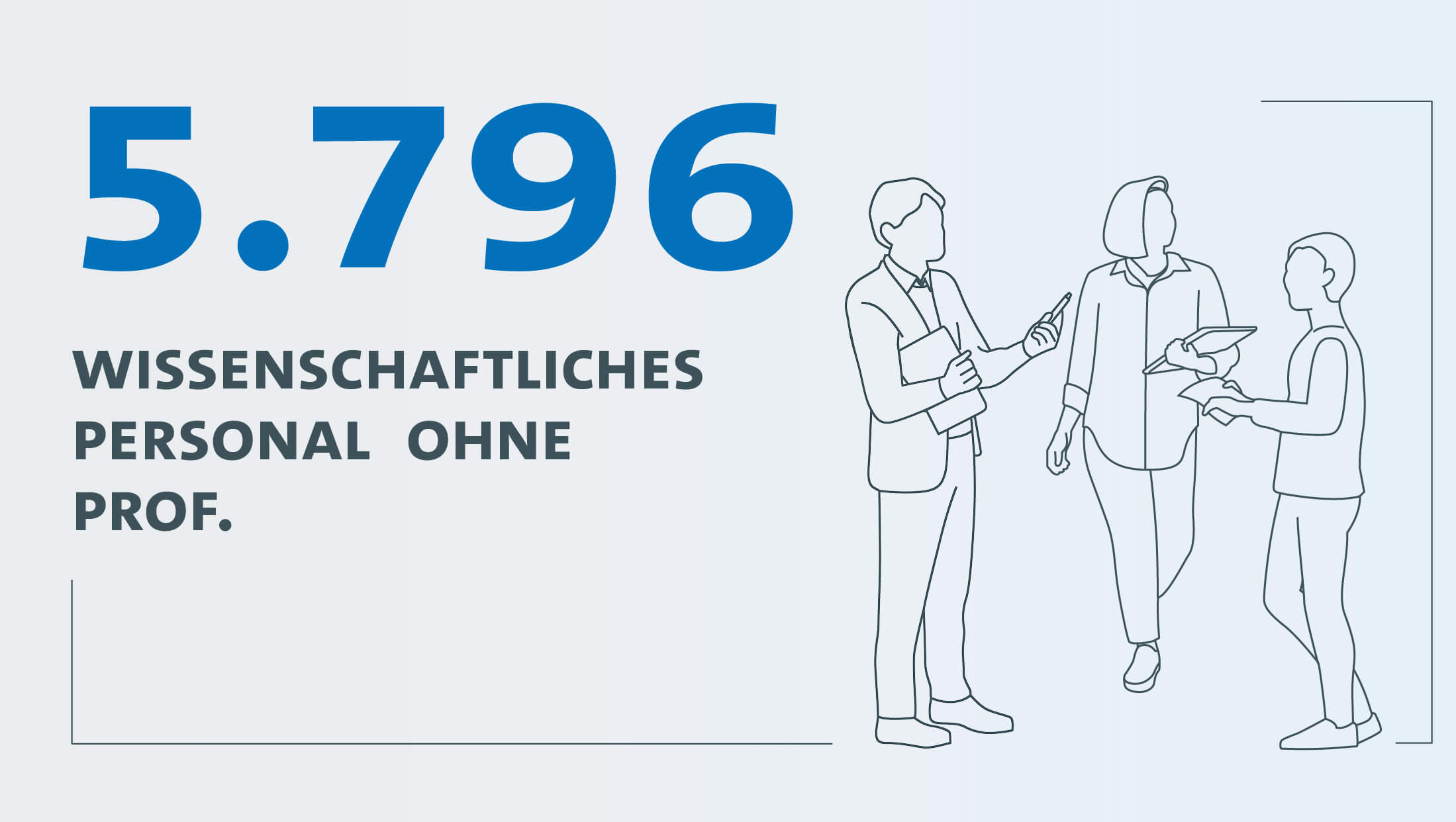 Grafik mit drei Personen, die Dokumente halten und ein Gespräch führen.