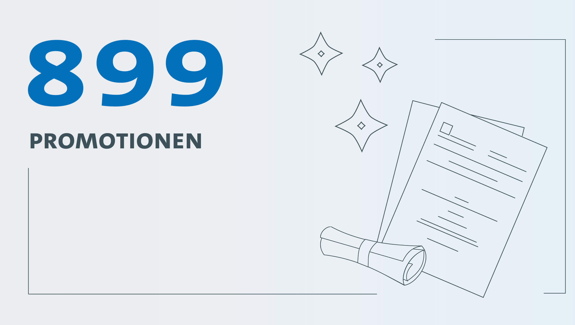 Grafik mit zwei offenen und einem zusammengerollten Dokument.