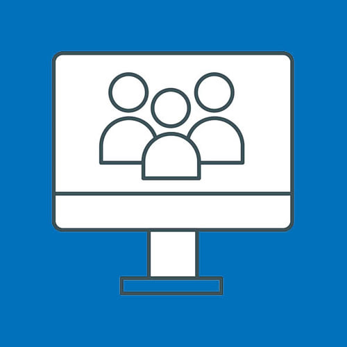 Icon mit einem Bildschirm auf dem Personen zu sehen sind