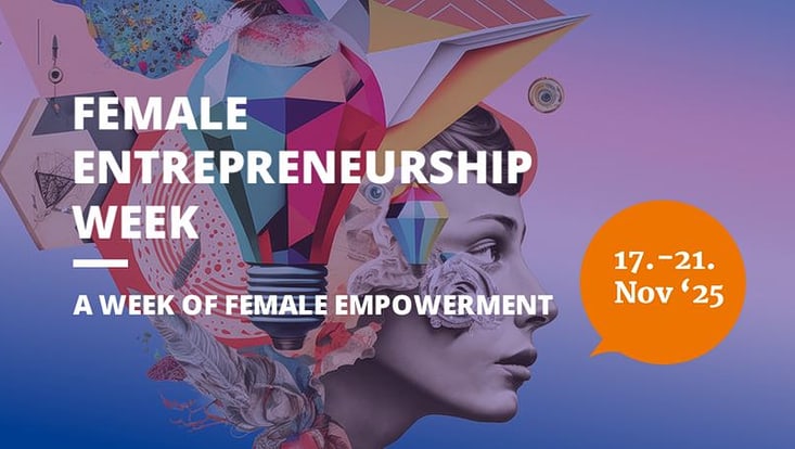 Grafik mit Informationen zur Female Entrepreneurship Week im November 2025