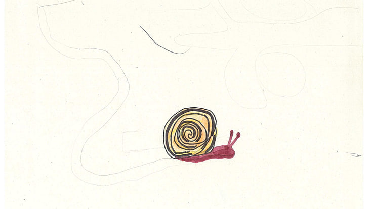 Farbig gezeichnete Schnecke