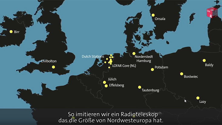Filmstill aus dem Video "Die Jagd nach Radiogalaxien in den Weiten des Universums"