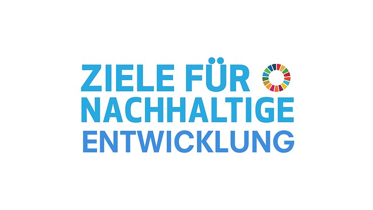Auf dem Bild steht "Ziele für nachhaltige Entwicklung" mit dem Logo der UN der 17 SDGs daneben