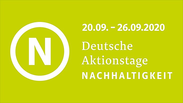 Das Logo der Aktionstage sowie der Aktionszeitraum in weißer Schrift vor hellgrünem Hintergrund