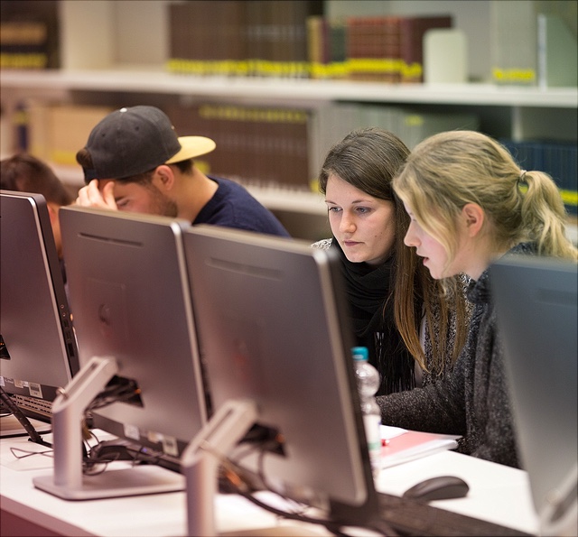 Das Bild zeigt lernende Studenten an Pool-Pcs.
