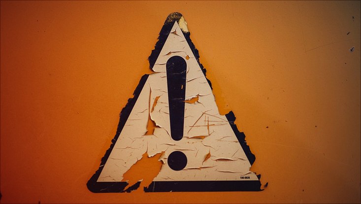 Rusty metal iron weathered sticker "caution" !