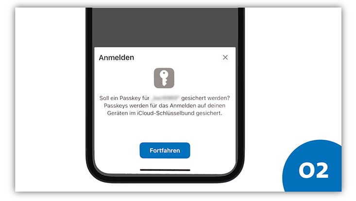 Slide 2: iPhone-Screenshot mit Pop-up-Fenster “Anmelden”