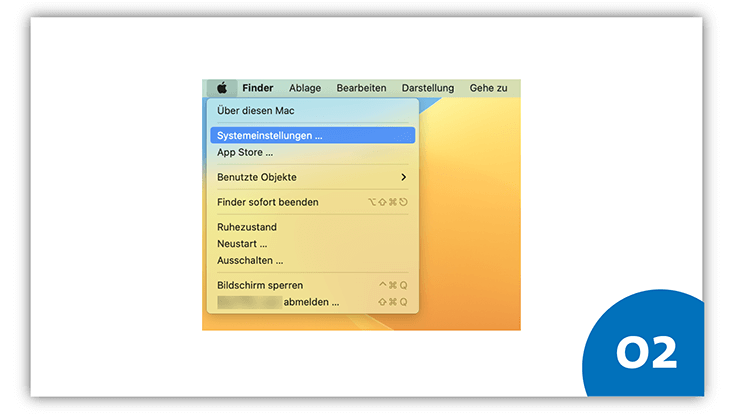 slides-safari-733x414-vorbereitung-3 Ausschnitt eines macOS-Bildschirms. Es wurde auf das Apple-Symbol geklickt und der Punkt "Systemeinstellungen" ist ausgewählt.