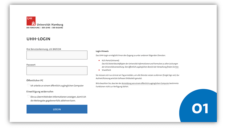 Slide 1: UHH-Login mit Benutzererkennung und Passwort