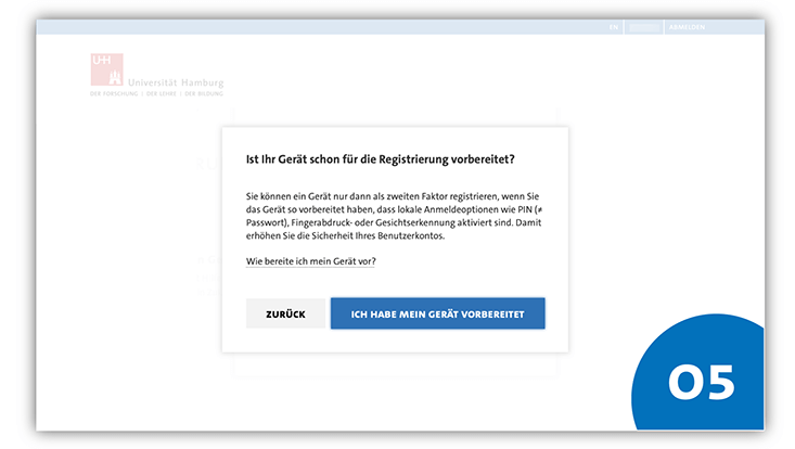 Slide 5: Grafik mit Frage „Ist Ihr Gerät schon für die Registrierung vorbereitet?“