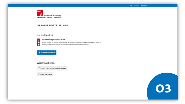 Slide 3: Grafik „Geräteregistrierung“ mit Button „Gerät einrichten“