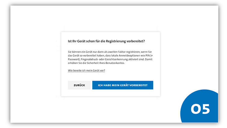 Slide 5: Grafik mit Frage „Ist Ihr Gerät schon für die Registrierung vorbereitet?“