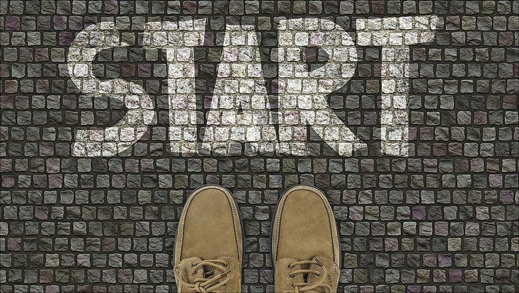 Schuhe stehen auf Start