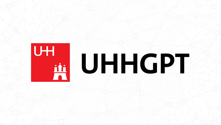 Das Logo der Universität Hamburg mit dem Text "UHHGPT"