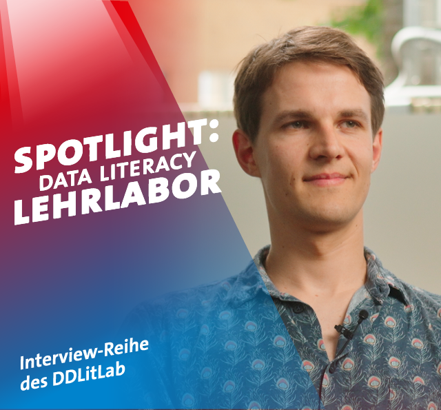 spotlight-data-literacy-lehrlabor--01--lennart-wittkuhn--640x595px Bild mit Verweis auf die Interviewreihe "Spotlight: Data Literacy Lehrlabor". Zu sehen ist Dr. Lennart Wittkuhn, der hier ein Interview gegeben hat.
