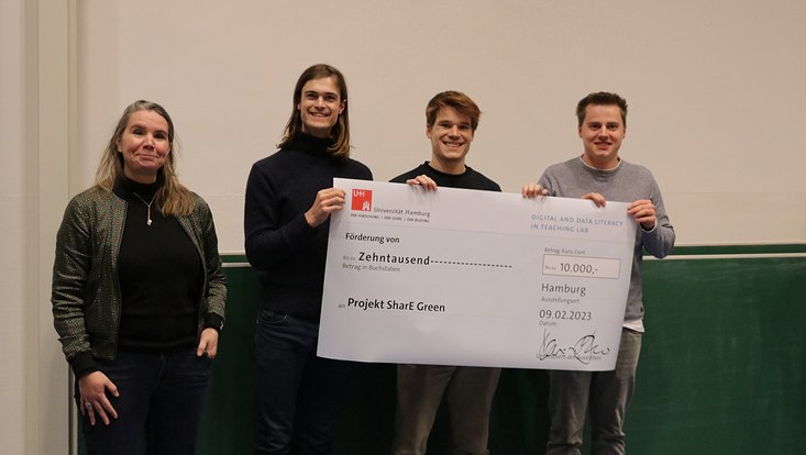 7-pl-studies Die Leiterin des DDLitLab, Prof. Dr. Katharina Kleinen-von Königslöw, zusammen mit Studierenden des geförderten Projekte "SharE Green"