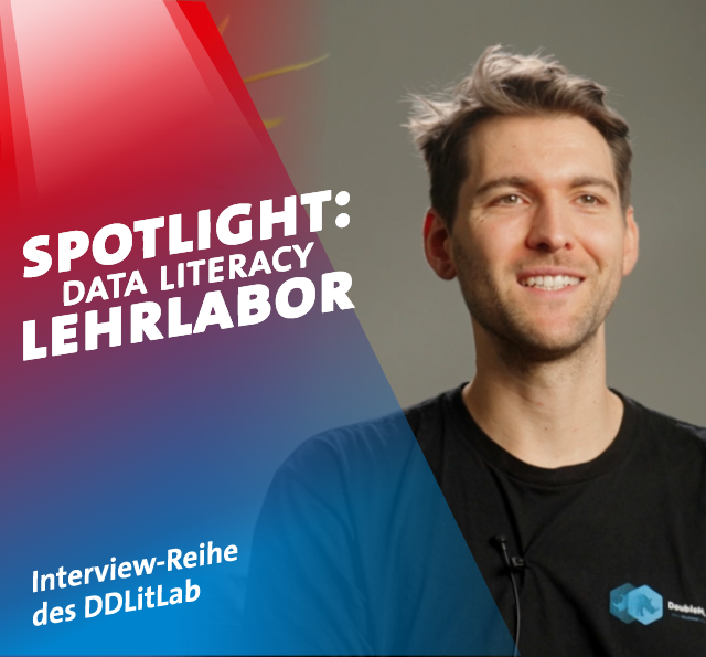 Viertes Interview aus der Reihe "Spotlight: Data Literacy Lehrlabor". Zu sehen ist Philipp Bach, der hier ein Interview gegeben hat.
